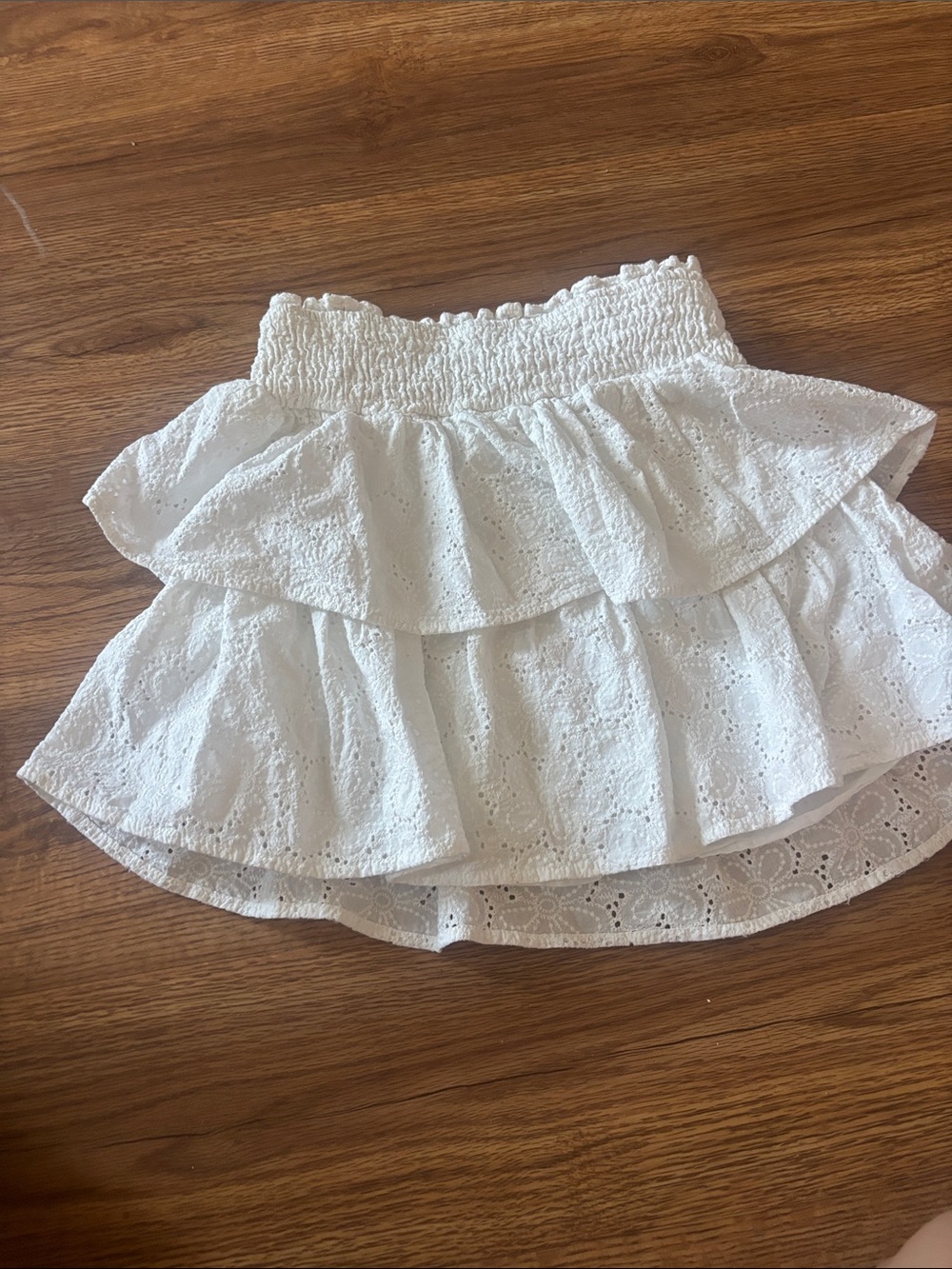 art class White Eyelet Tiered Ruffle Skirt